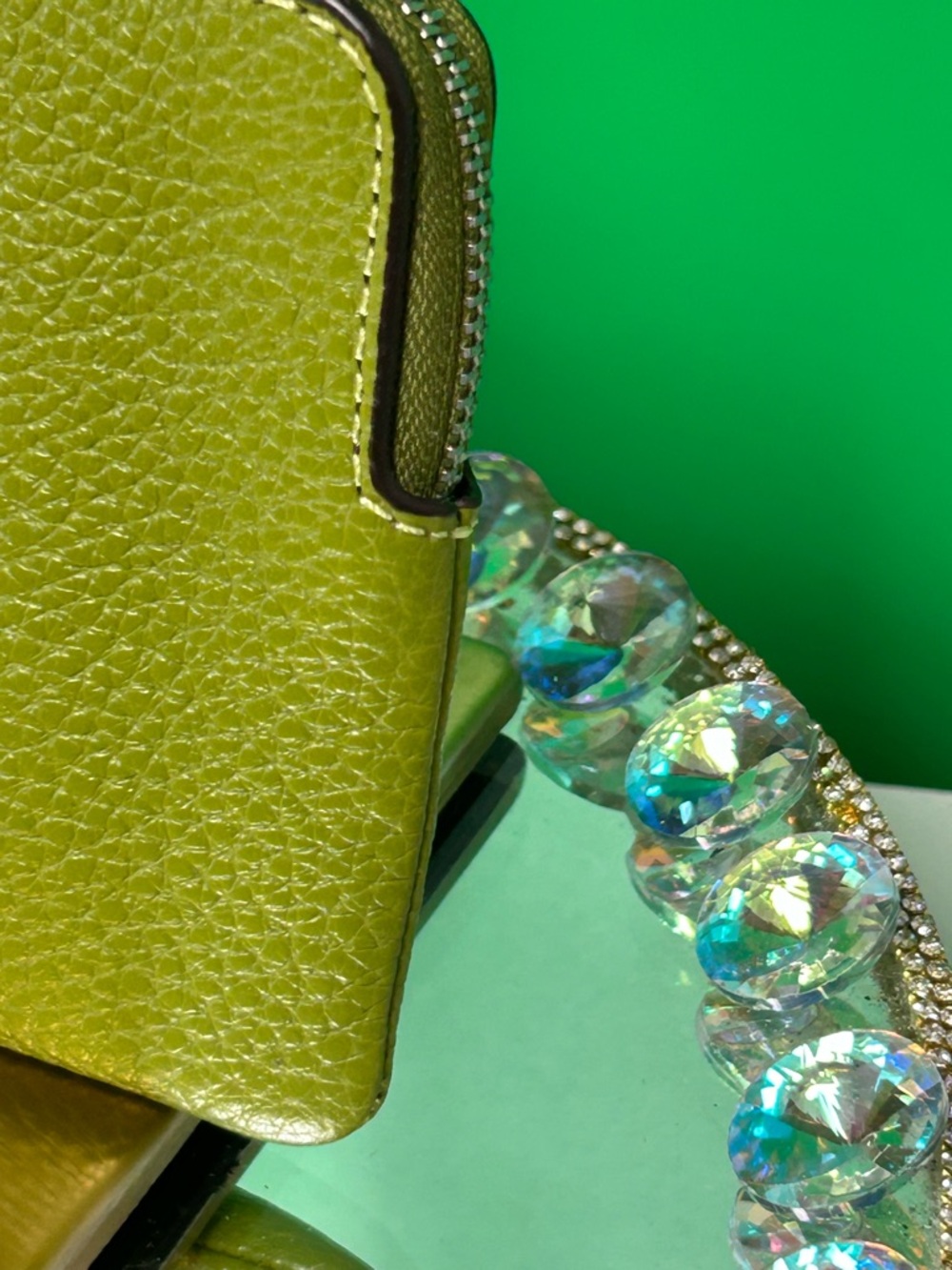 COACH Pebbled Leather Wristlet in Lime Green - Picture 5 of 14